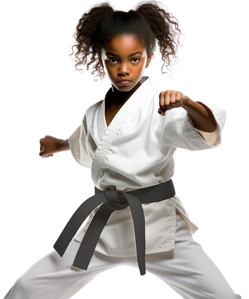 Girl wearing martial arts clothing